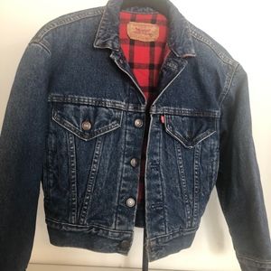 Little Boys Levis Denim Jacket Plaid Lining M